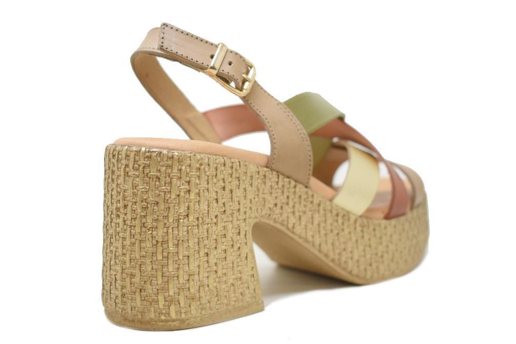 Sandalias con tacón Porronet 3171 en taupe para mujer