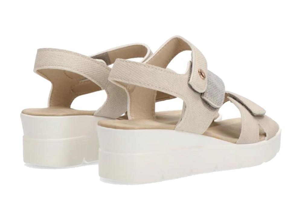 Sandalias de Cuña ETIKA by ARMONY Palmones 40006 Beige para Mujer con Tiras Cruzadas