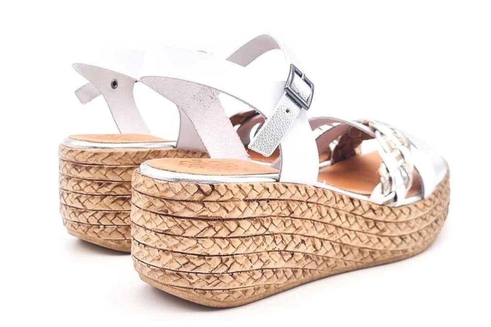 Sandalias con cuña Porronet Diana 3165 en blanco para mujer