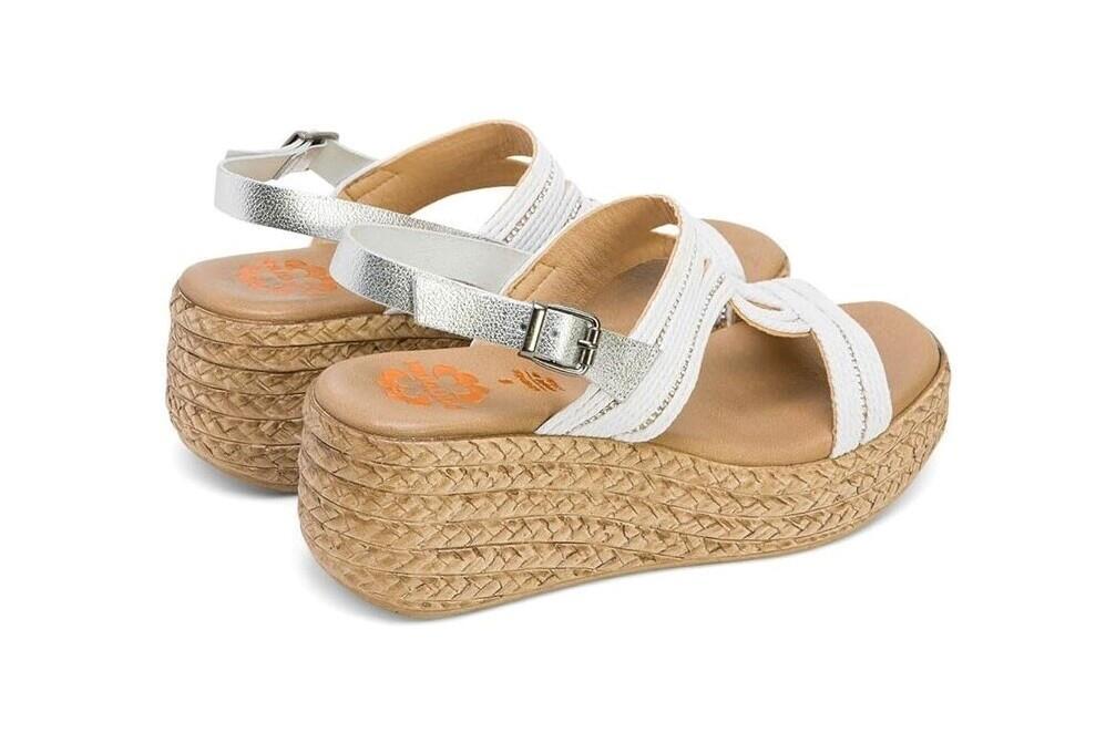 Sandalias con cuña Porronet Gala 3036 en blanco