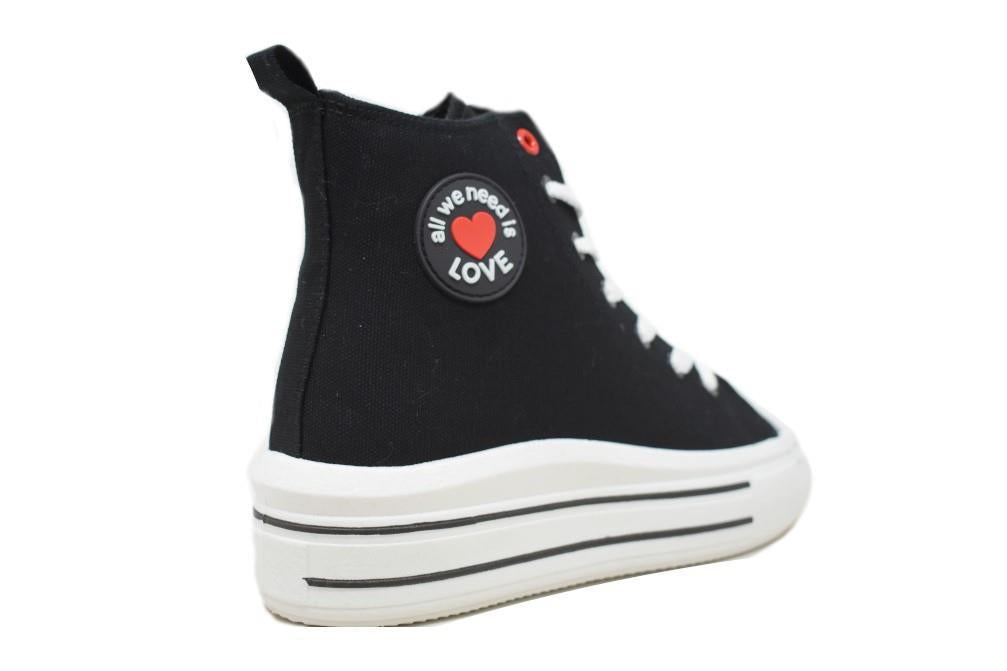 Zapatillas de lona W0308 en negro para mujer