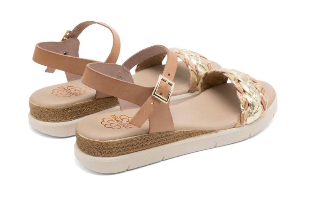 Sandalias de Cuña baja Porronet Flavia Mujer Piel Taupe