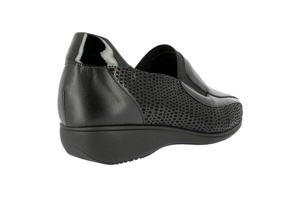Mocasines Doctor Cutillas 53577 negros para mujer con print metalizado