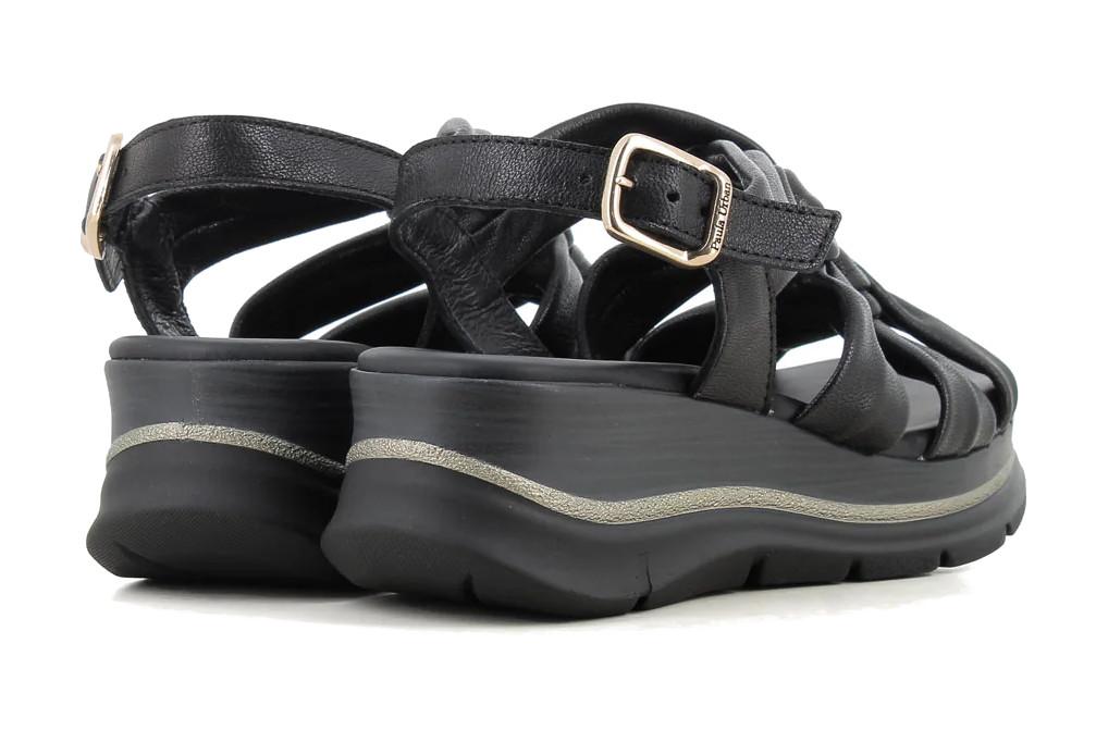 Sandalia Mujer Paula Urban Sunset 35-2051 Negra con Plataforma Baja y Plantilla Gel