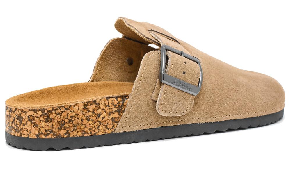Zuecos bio Isteria 1000 en taupe de Piel Serraje para hombre| Comodidad y Estilo Casual