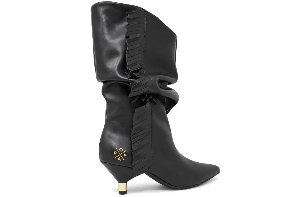 Botas de piel Popa Takayama BS41803 negras con flecos