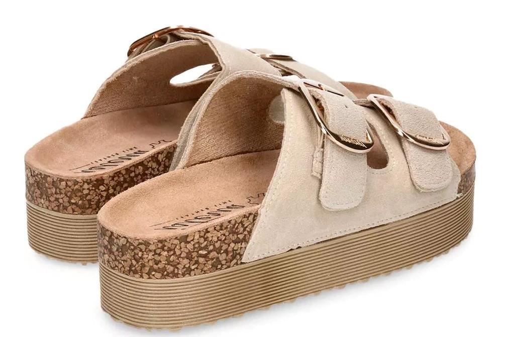 Sandalias bio doble suela Isteria 25221 en beige para mujer