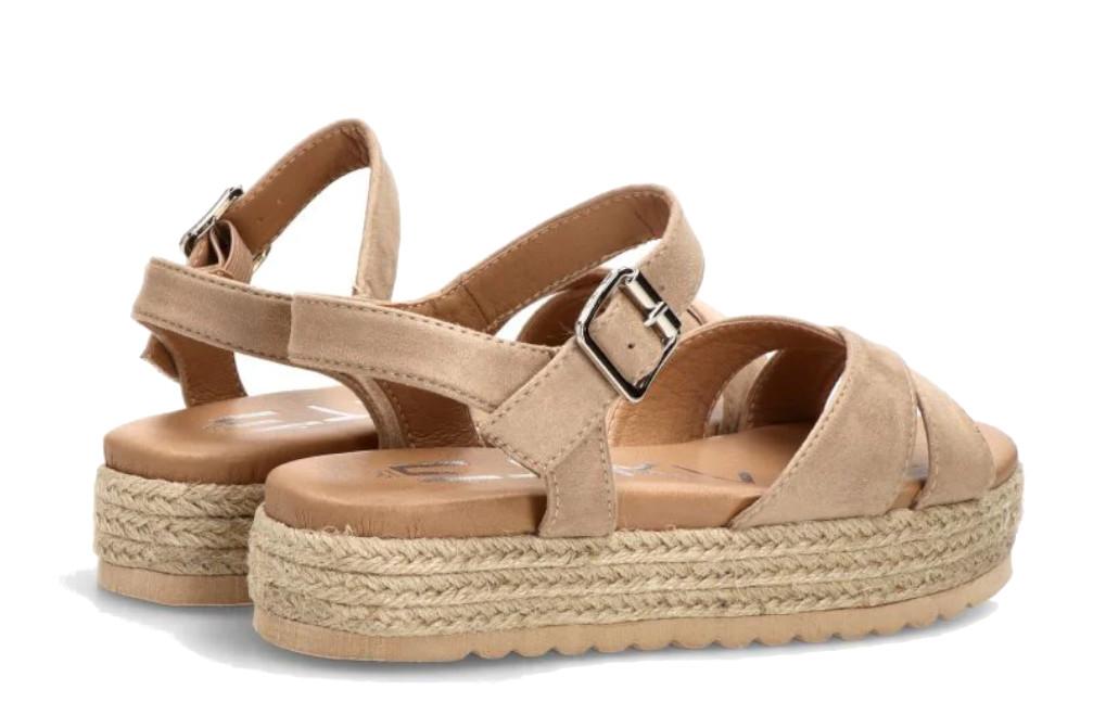 Sandalias de Plataforma ETIKA Élia 10166 Beige para Mujer con Suela Doble Efecto Yute