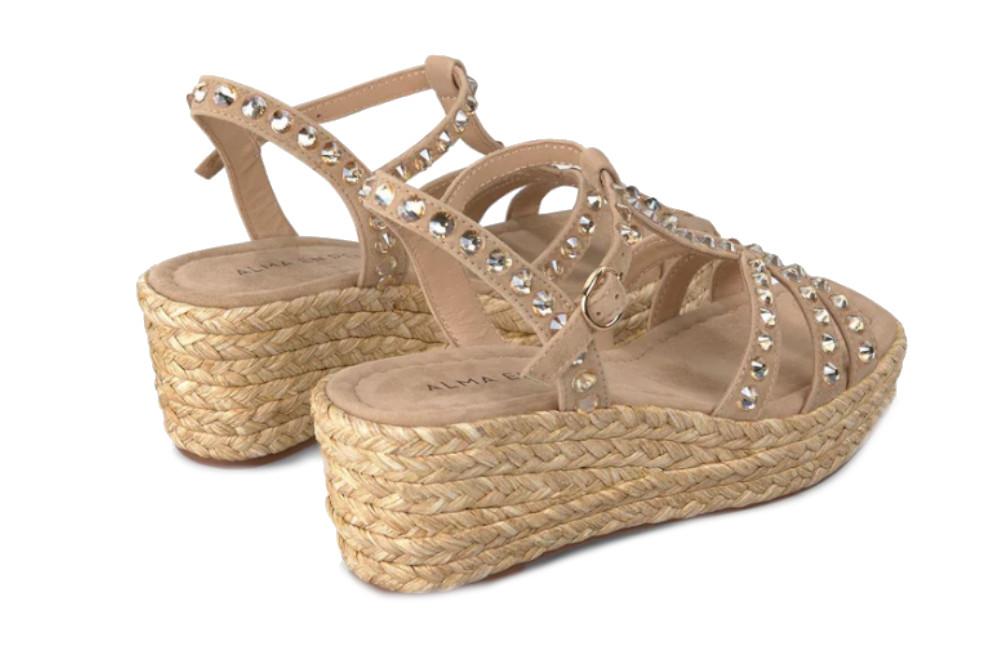 Sandalias de Cuña Alma en Pena V2650753 Siena en arena de mujer con Pedrería