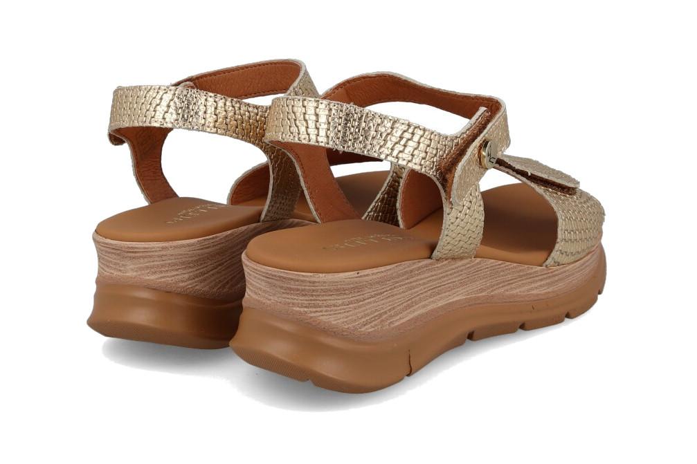 Sandalias Metalizadas Paula Urban 24-634 Mujer con Cuña de Piel y Estampado Coco