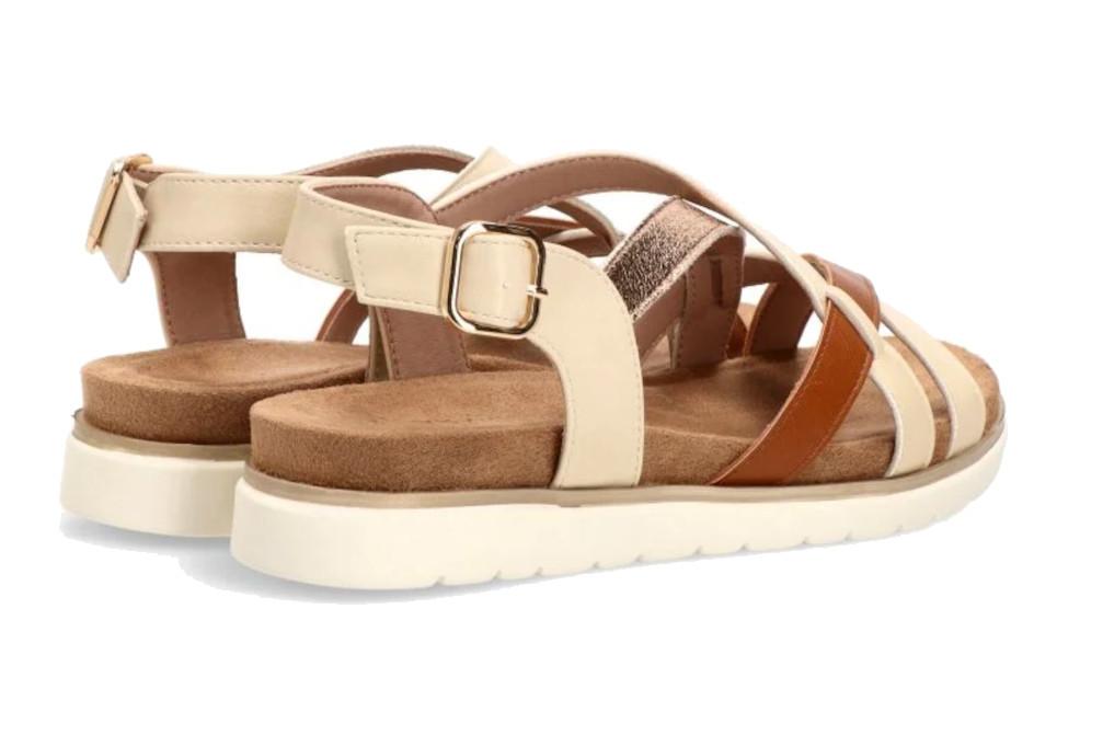 Sandalias deportivas planas ARMONY Bamboleo 40023 Beige – Sandalias Confort Planas con Hebilla para mujer