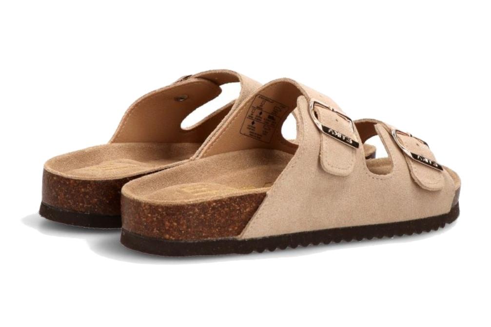 Sandalia Bio ETIKA 10015 beige para Mujer | Sandalia Plana con Hebilla y Plantilla de Piel