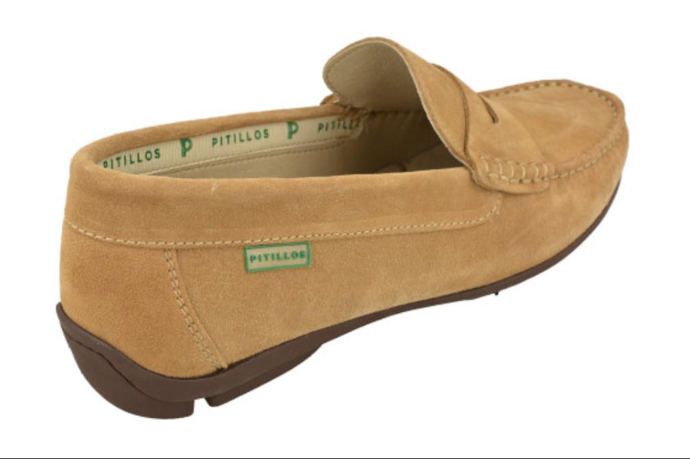 Mocasín náutico Pitillos PIERO 40350 taupe en serraje marrón – Zapato cómodo y elegante para hombre