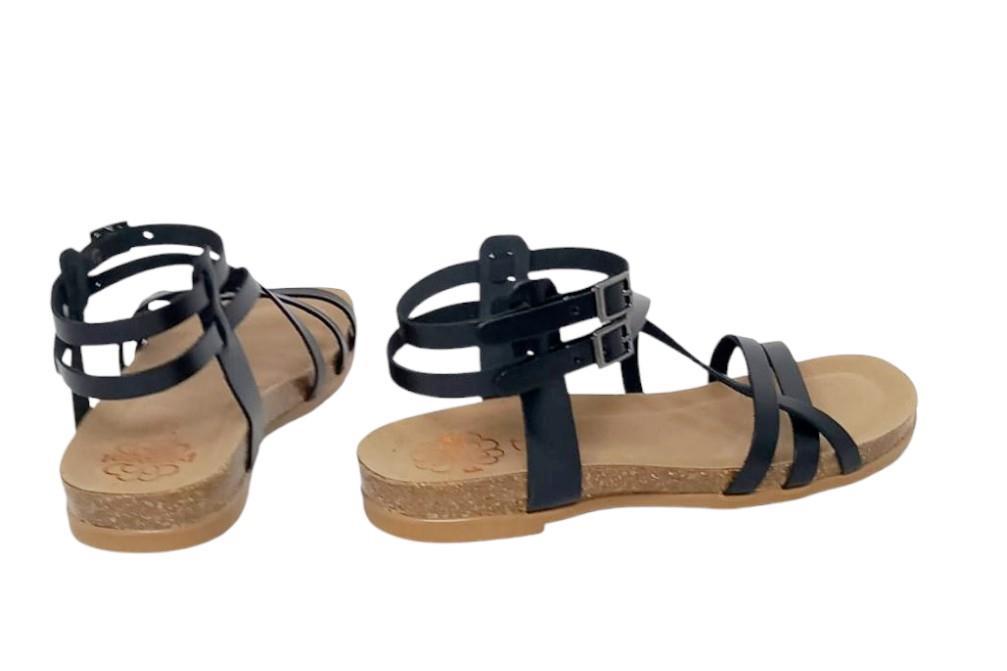 Sandalias planas Romanas Porronet Selena 3133 en negro para mujer