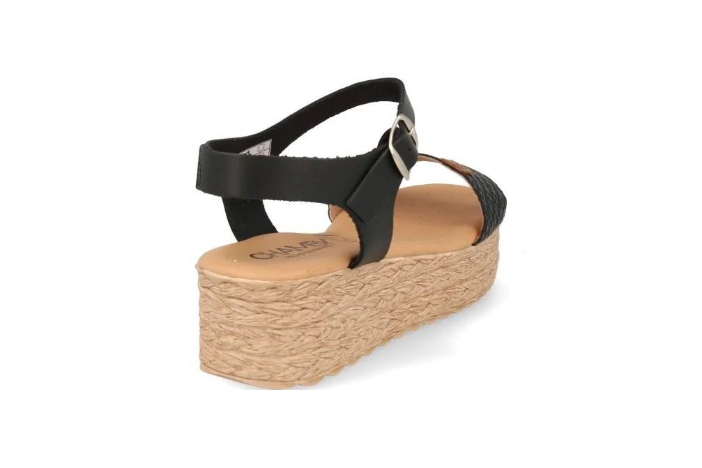Sandalias con cuña Chamby 327 en negro para mujer