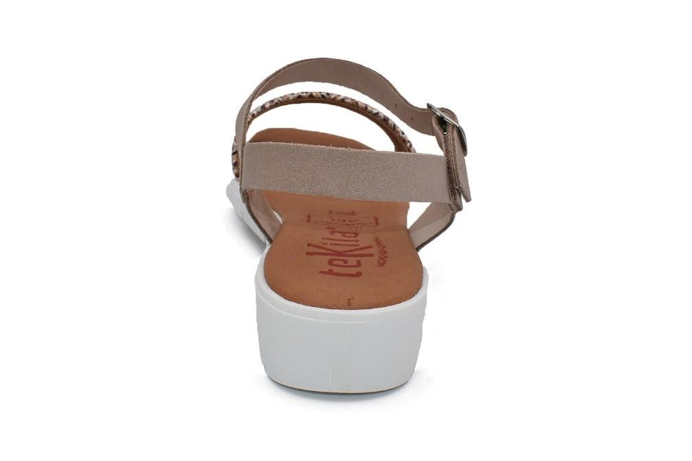 Sandalias con cuña Tekila 1265 en platino para mujer