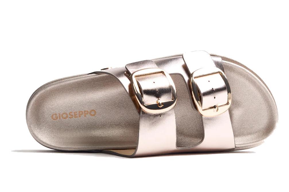 Sandalias Bio Gioseppo 78797 Svedala Platino con Acabado Metalizado y Plataforma para Mujer