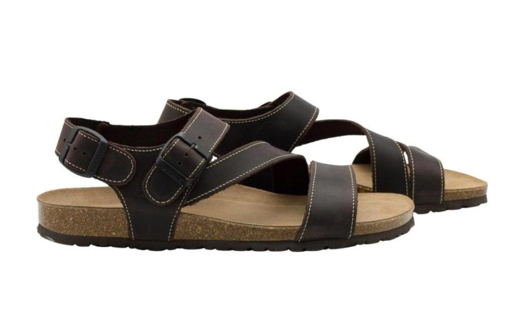 Sandalias Anatómicas Interbios 9557 Marrón para Hombre | Sandalias Bio de Piel con Plantilla Confort