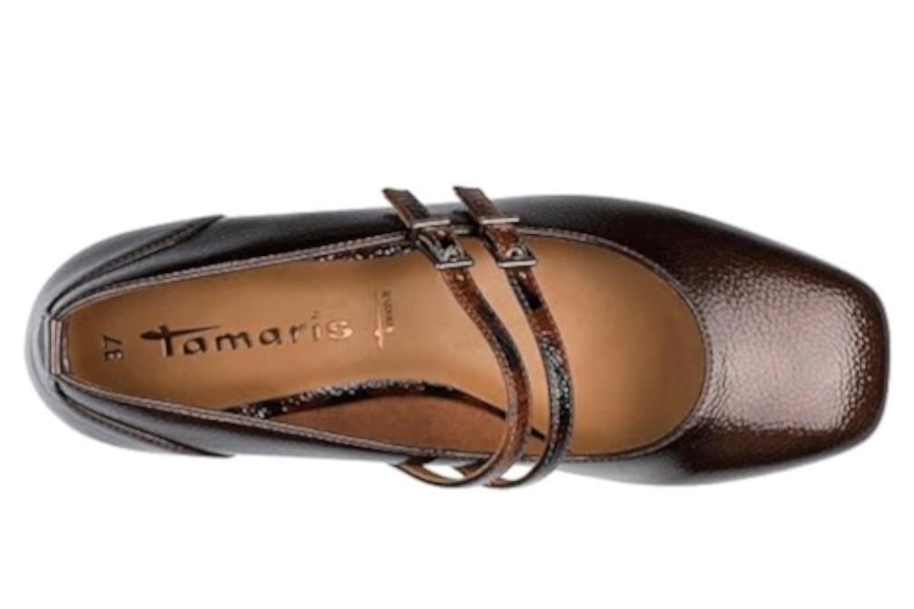Bailarinas con tacón Tamaris 1-22318-43 en color coñac