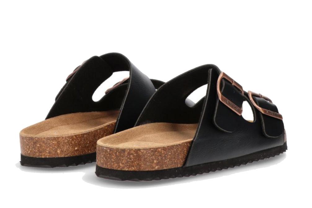 Sandalia Bio ETIKA 41012 Negro para Hombre | Sandalias Planas con Hebillas y Plantilla Confort