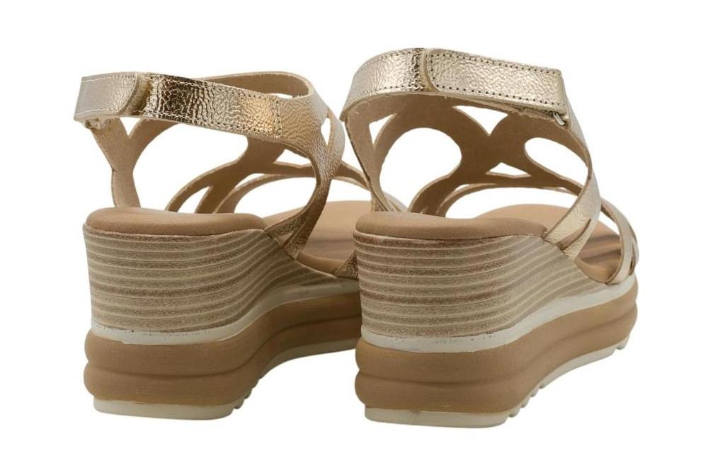 Sandalias de Cuña Mujer Oh! My Sandals 5992 Oro – Sandalias Metalizadas con Plataforma Efecto Esparto y Cierre Ajustable