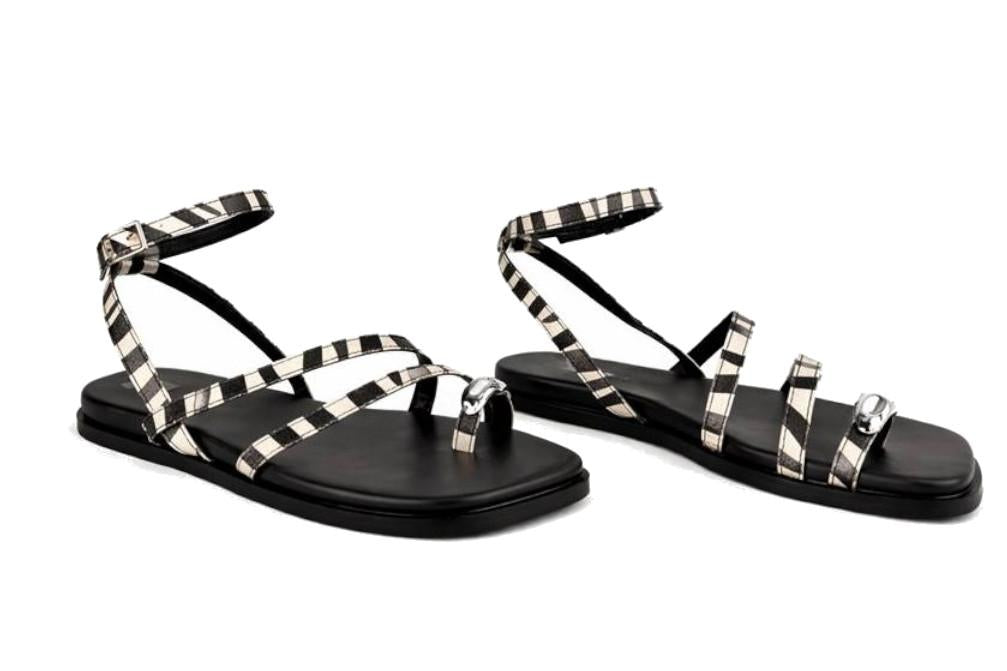 Sandalias Planas Mujer Isteria 1166 Animal Print | Sandalias de Tiras con Detalle Plateado