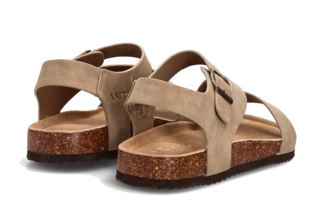 Sandalias bio ETIKA 41021 para hombre en taupe | Sandalia de Tiras con Hebilla