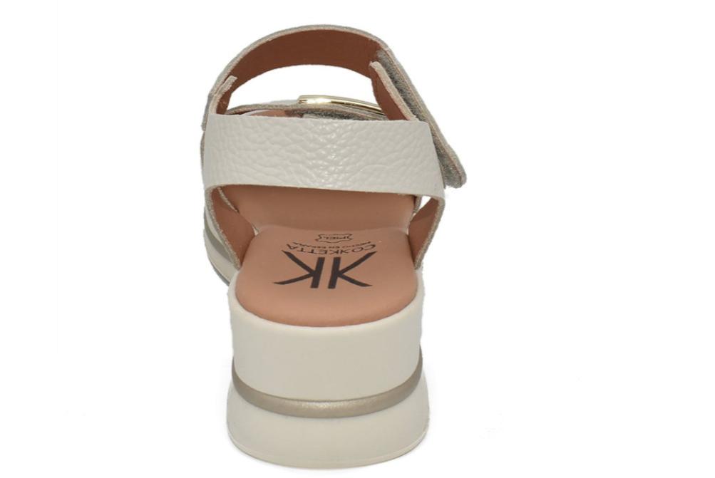 Sandalias con Cuña Cokketa 927 Beige Mujer | Piel, Plantilla Gel y Máximo Confort