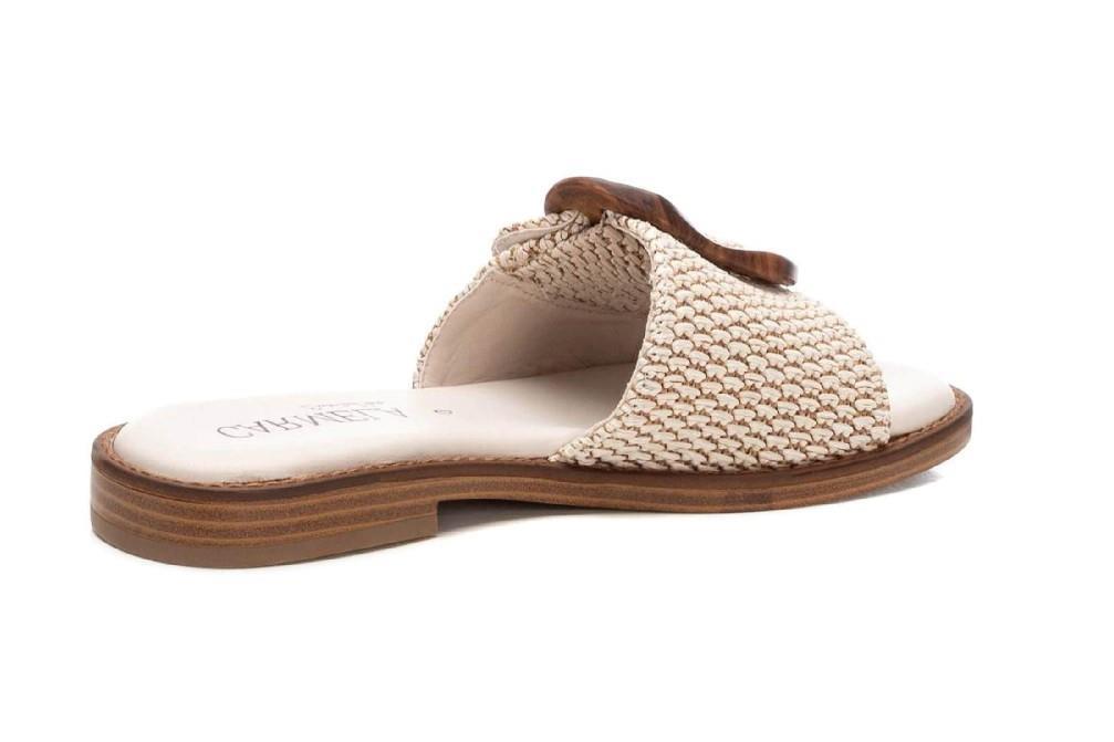 Sandalias mules planas 162415 en beige para mujer