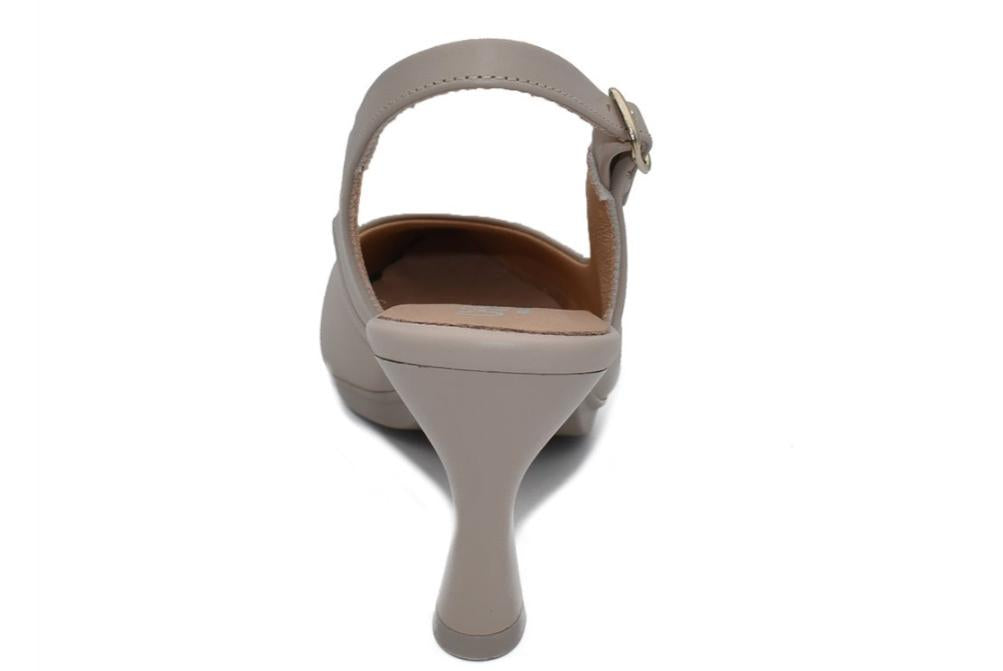 Zapatos de tacón medioDestalonados Chamby 4241 beige Mujer | Slingback de Piel para Fiesta y Eventos