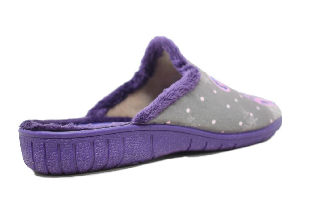 Zapatillas de casa Calusa 923 Gatos en morado para mujer