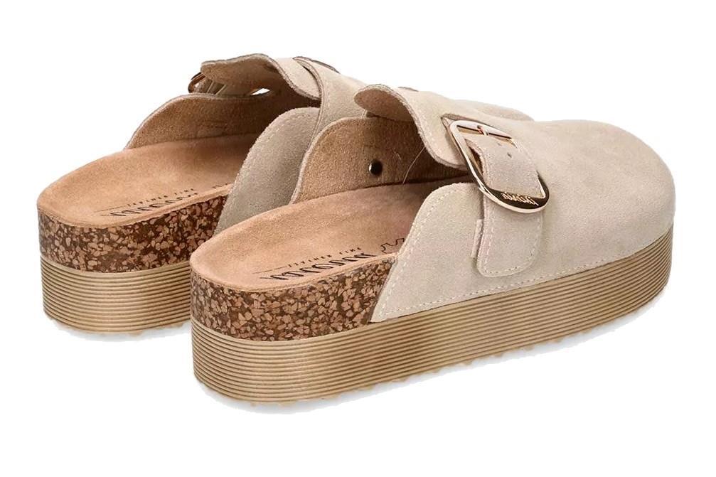 Zueco con plataforma Isteria 25220 en beige para mujer de piel