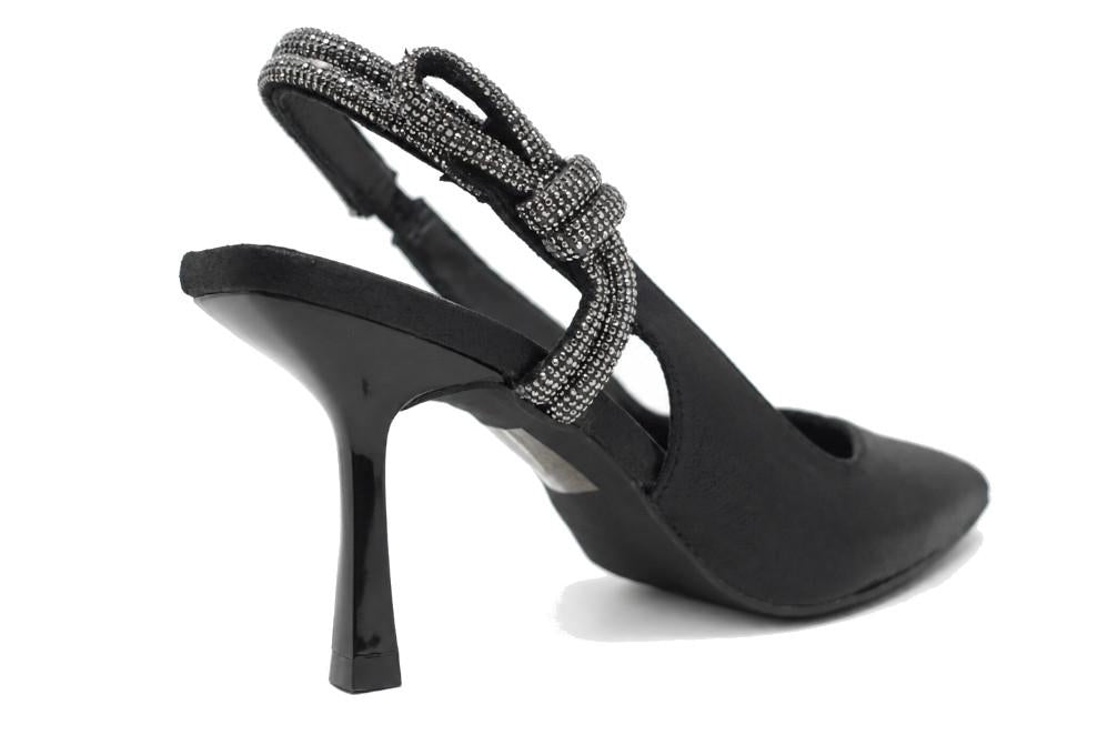 Zapatos de tacón de fiesta Menbur BM768 destalonados negros con pedrería