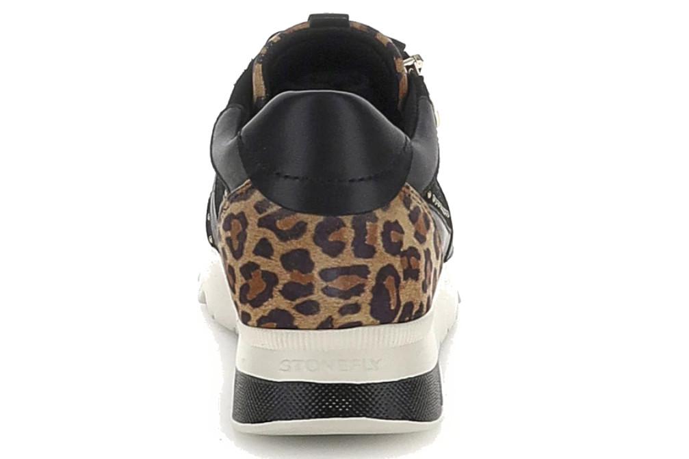 Zapatillas mujer Stonefly Spock 47 negro con tachas y animal print 223124