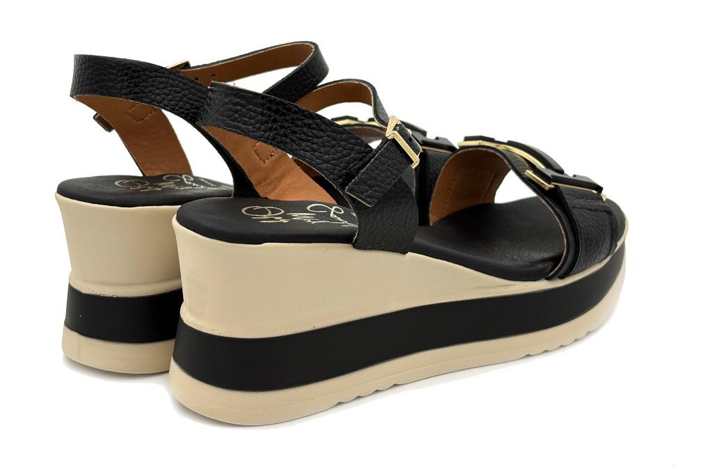 Sandalias con cuña Oh! My Sandals 5981 Negro para mujer – Piel Natural, Plataforma Ligera y Plantilla Gel
