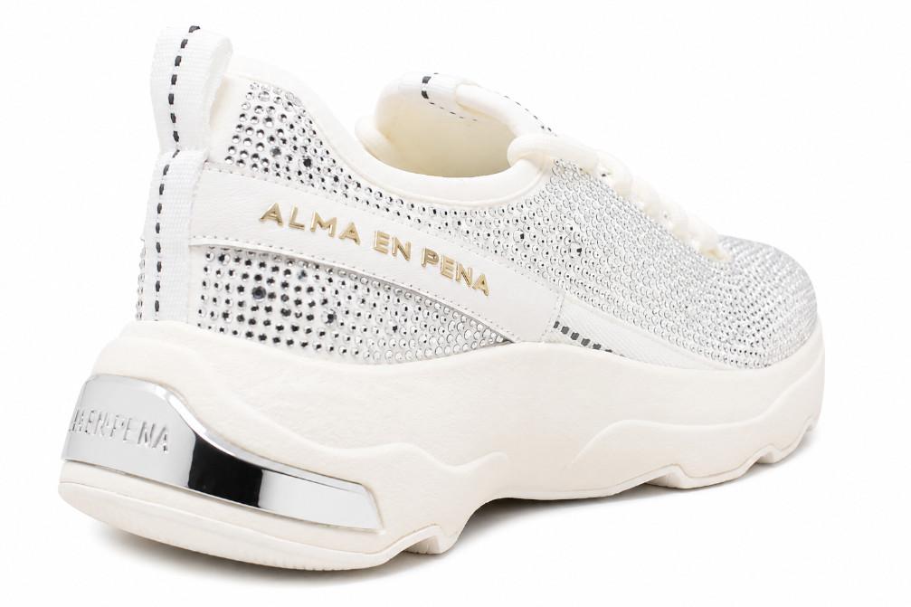 Zapatillas Alma en Pena V2652601 con Pedrería y Plataforma Blanca