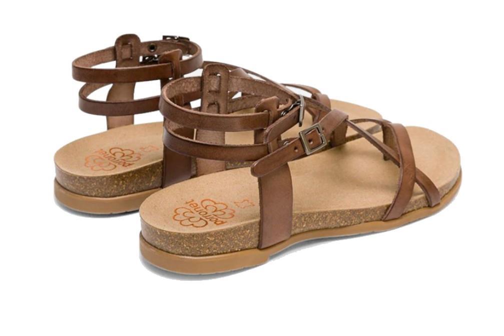 Sandalias planas bio romanas Porronet Selena 3133 en moka