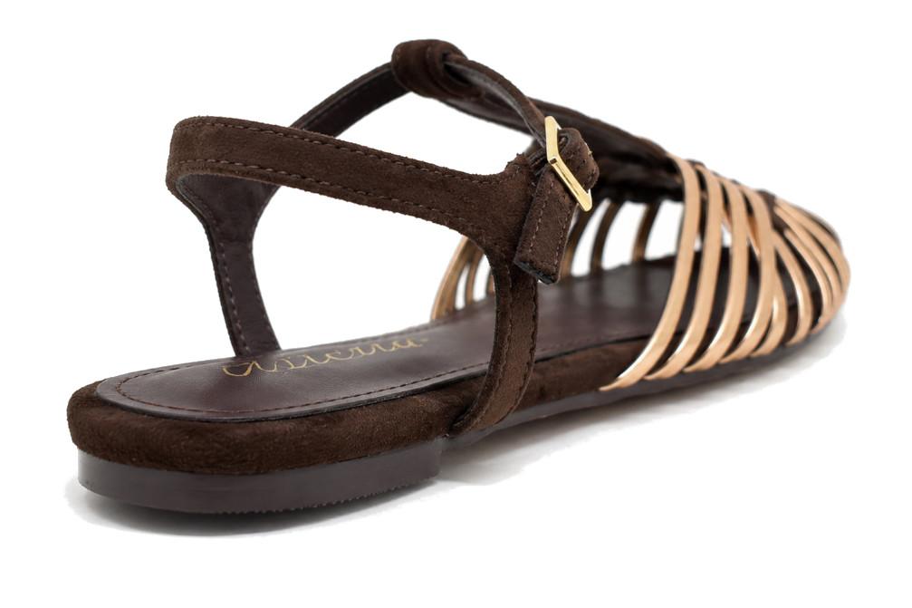 Sandalias Cangrejeras ISTERIA 1089 Marrón para mujer | Sandalia Plana Cómoda y Casual