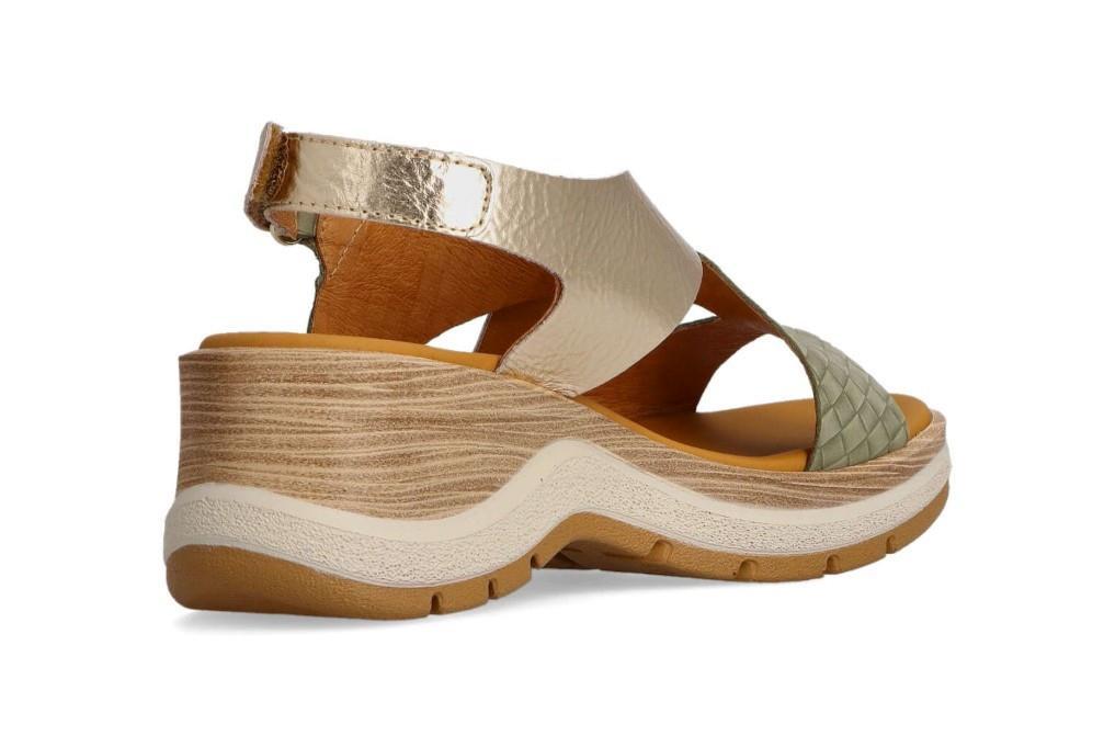 Sandalias con cuña Paula Urban 27-671 NABUK AQUA-PERLA PLATINO
