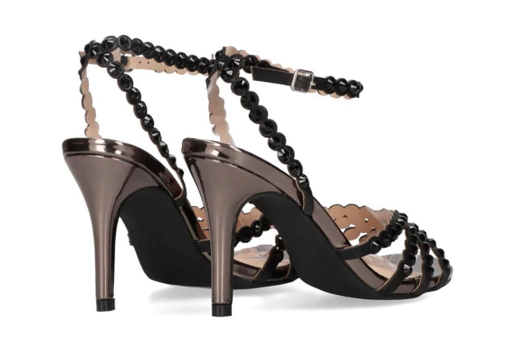 Sandalias de fiesta con tacón 90010 en negro para mujer