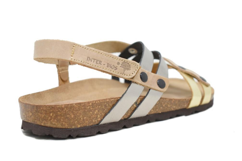 Sandalias planas Inter bios 7200 en platino para mujer
