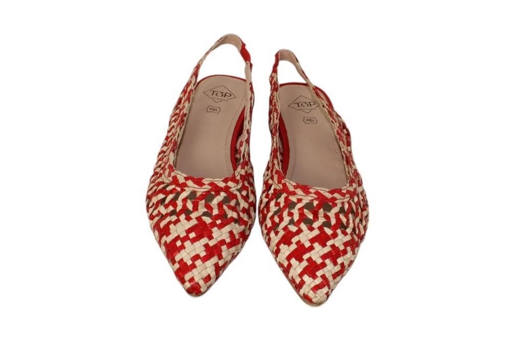 Bailarinas destalonadas Top 3 Shoes SF25416 en rojo