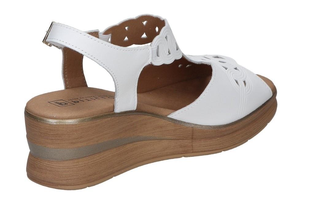 Sandalias con cuña Pitillos 10351 en blanco para mujer