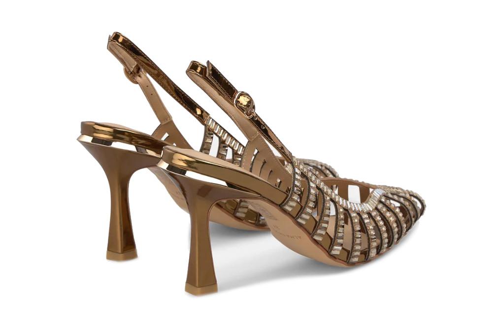 Zapatos de tacón salón metalizado con rejilla para mujer Alma en Pena V261811 – Zapatos de fiesta destalonados