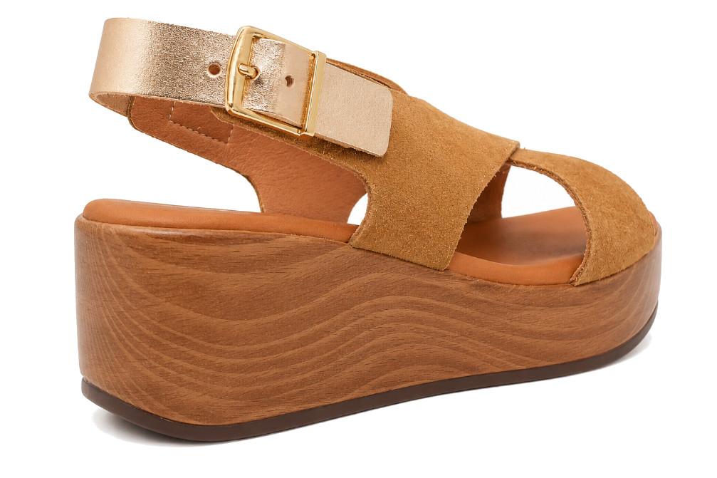 Sandalias con cuñas Oh! My Sandals 6039 Muscade para mujer de piel