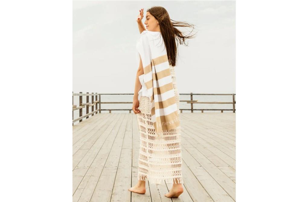 Toalla Serena Popa Beige Rayas