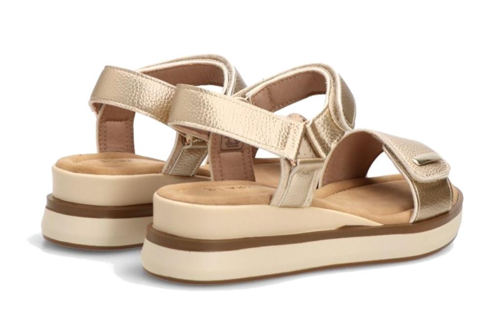 Sandalia deportiva Etika by ARMONY 40022 en oro para mujer | Cuña Media con Cierre Ajustable