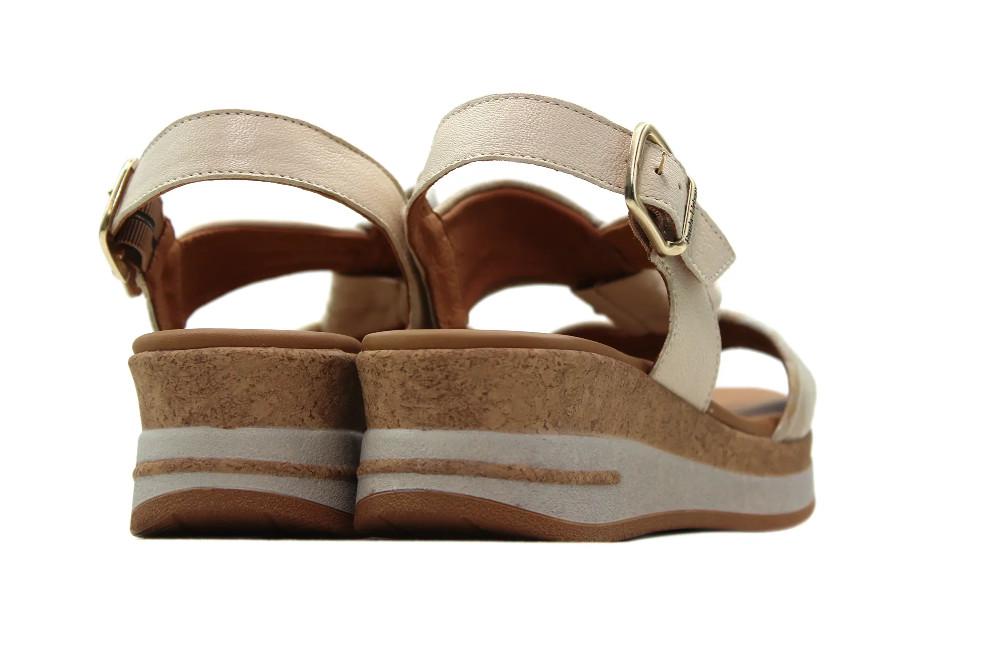 Sandalia con cuña baja Paula Urban 35-710 Beige de Piel con Plataforma para mujer