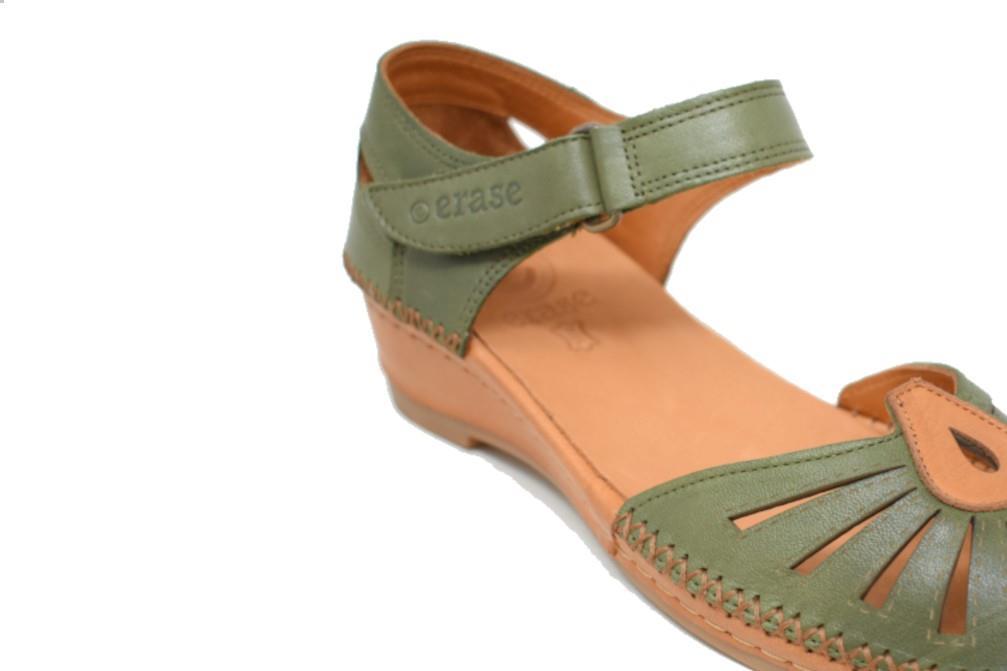 Sandalias semi-cerradas Erase 383-178 en oliva para mujer