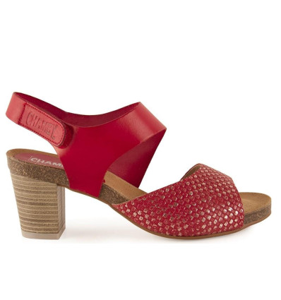 Sandalias con tacón Chamby 2650 en rojo para mujer